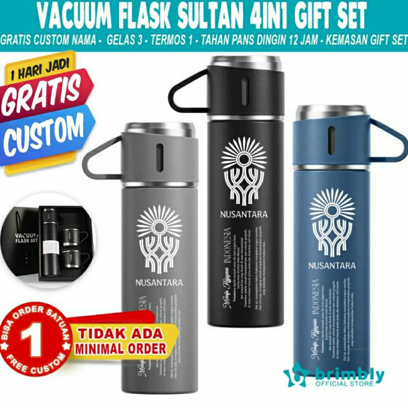 Vacuum Flask Sultan + GRATIS Custom Grafir Nama /Logo Anda Hampers Sultan | Vacuum Flask set + FREE 