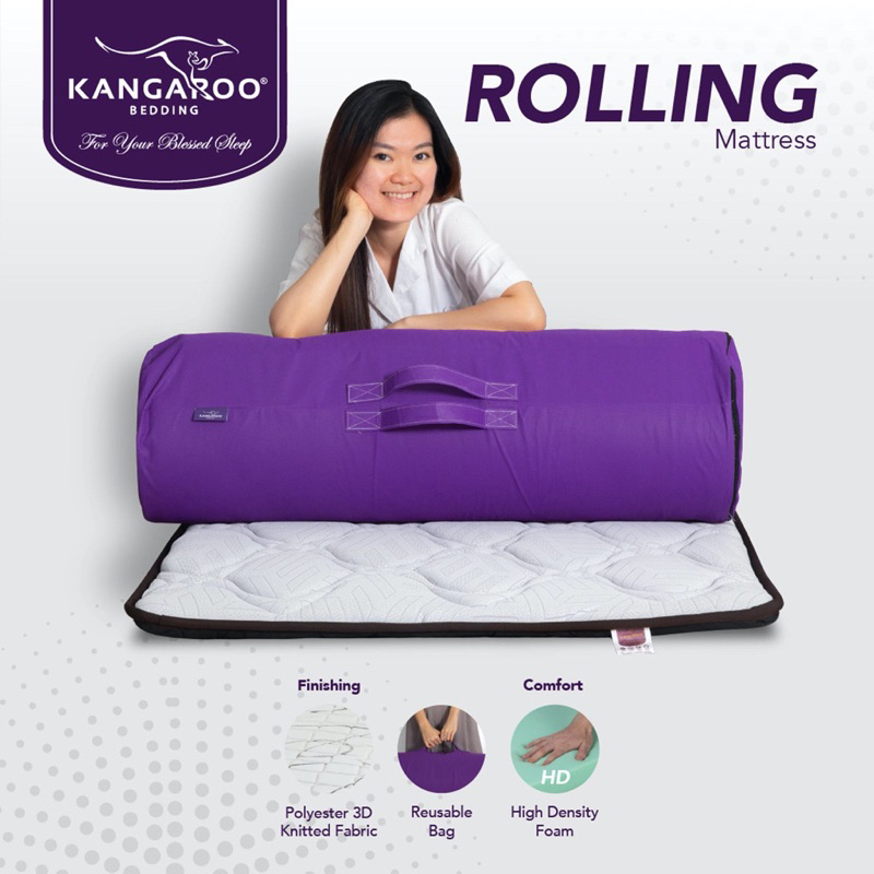 Rolling Mattress - FREE TAS Kasur gulung praktis & Ekonomis - 90x200 Kangaroo Bedding Matras Busa
