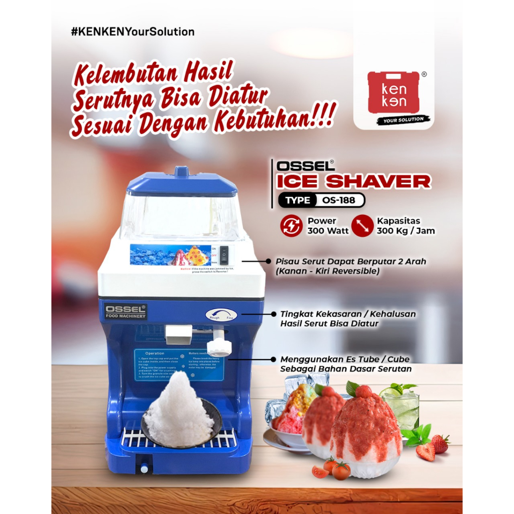 OSSEL Mesin Serut Es Ice Shaver Ice Planer Snow Ice OS-188 OSSEL