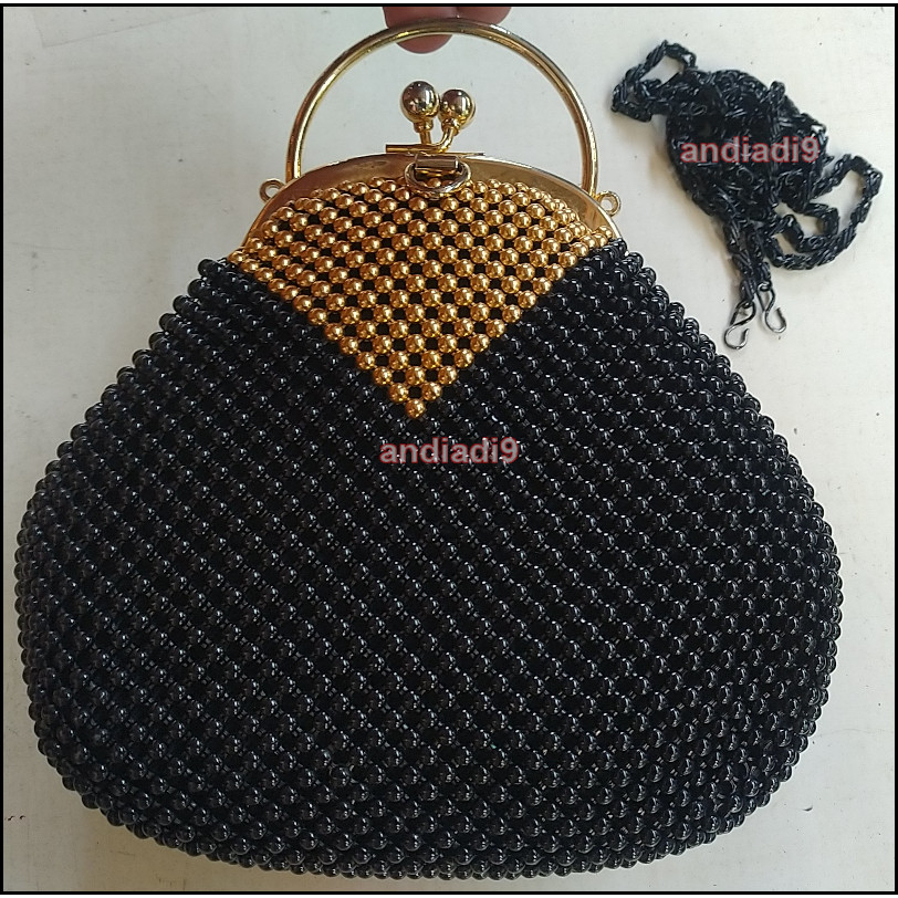TAS PESTA WANITA HITAM EMAS BLACK GOLD