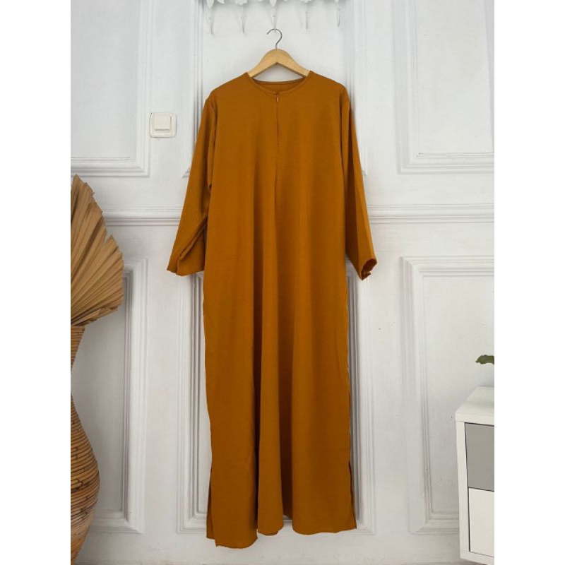 [BEST SELLER] Daily Polos Long Busui | Gamis Simple Abaya-saffron