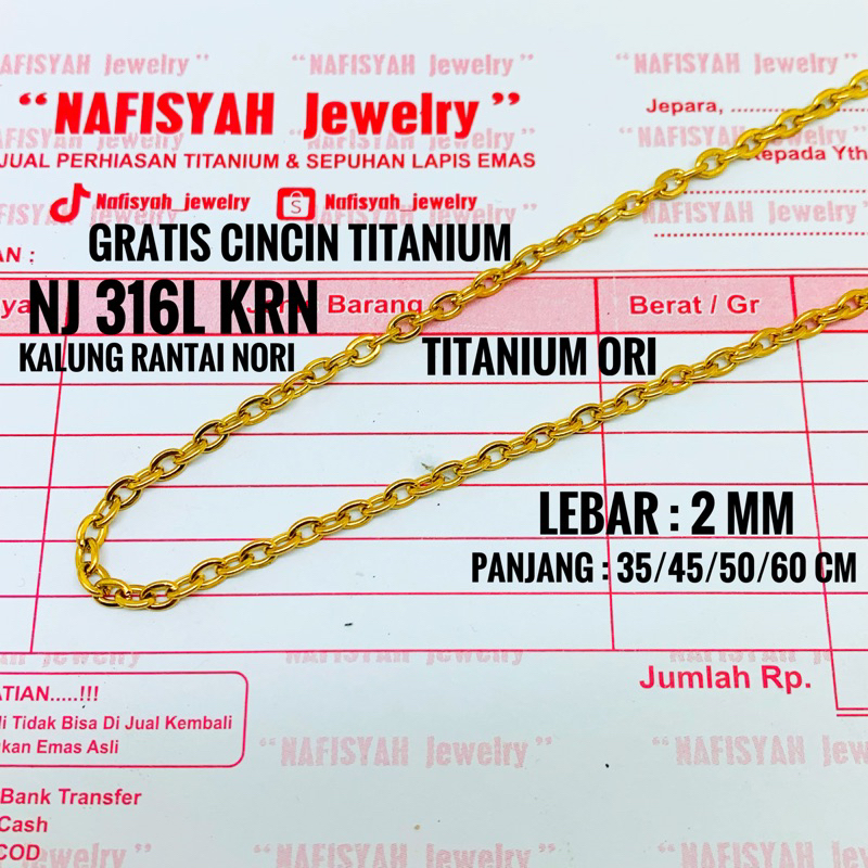 Kalung Titanium Motif Rantai Nori Untuk Pria & Wanita