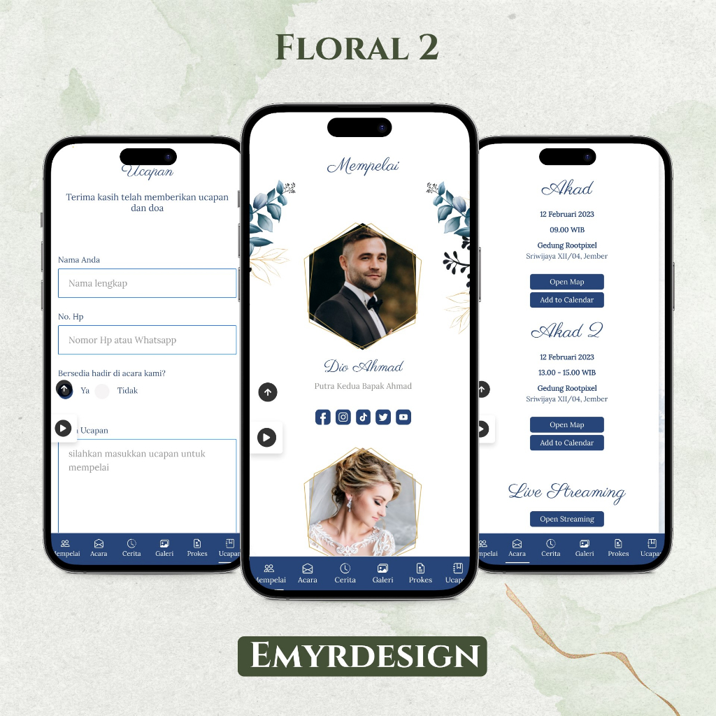 Undangan Digital Website Pernikahan Premium | Undangan Online Digital Web | Tema Adat Jawa, Bali, Su