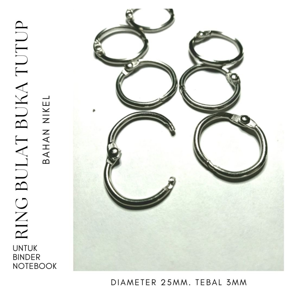 

RING BULAT BUKA TUTUP NIKEL / BINDER / SCRAP BOOK diameter 25mm