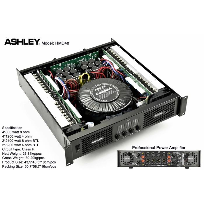 Power Amplifier Ashley 4 Channel HMD48 Ashley HMD 48