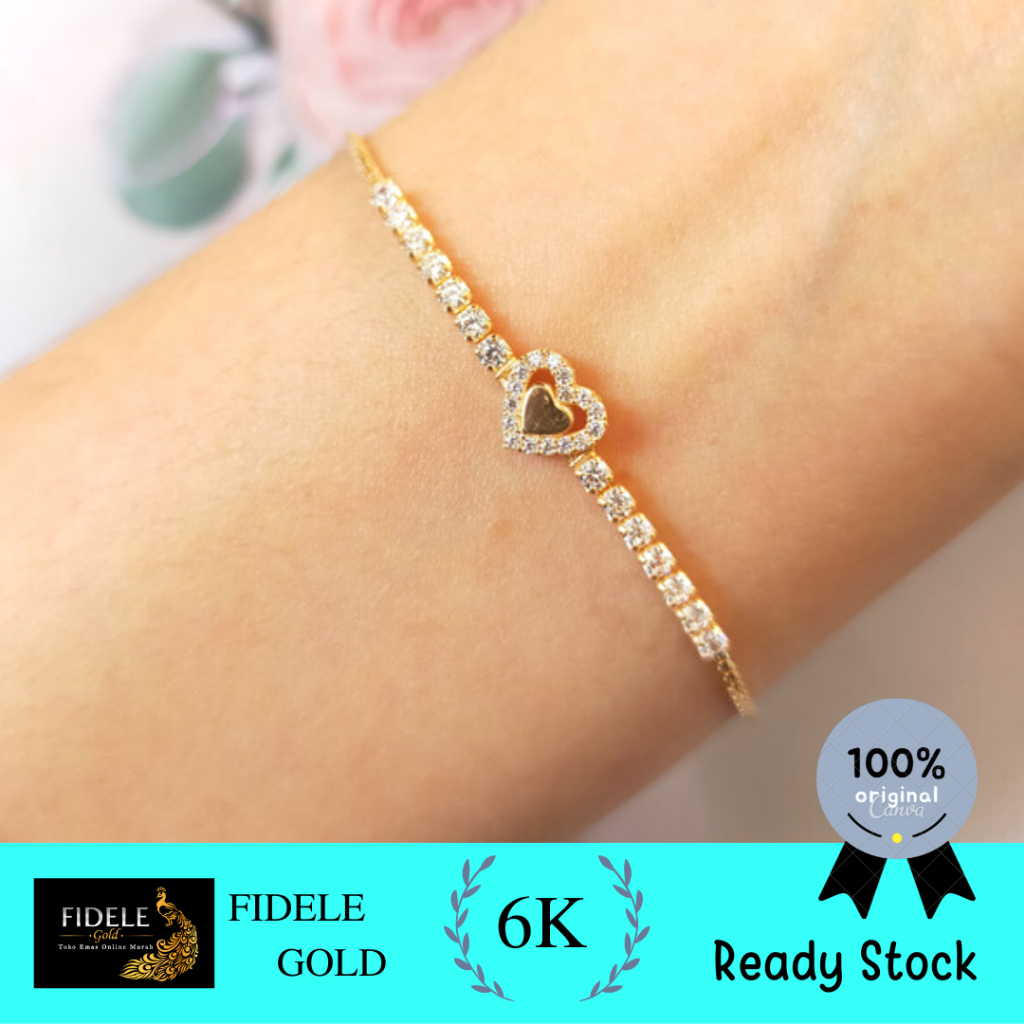 Gelang emas hati fashion permata gelang serut 300
