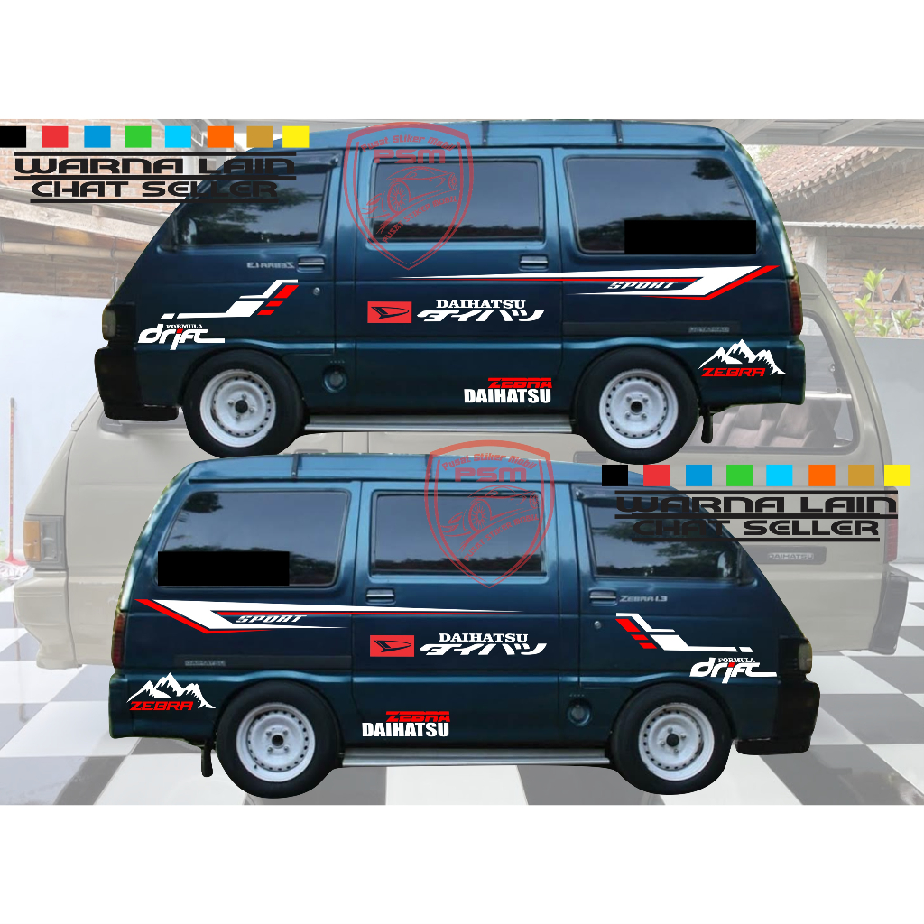 Stiker Mobil Zebra Espass 1.3 ZL ZT ZX 1.6 ZSX STD Cutting Sticker Body Samping Mobil Terlaris