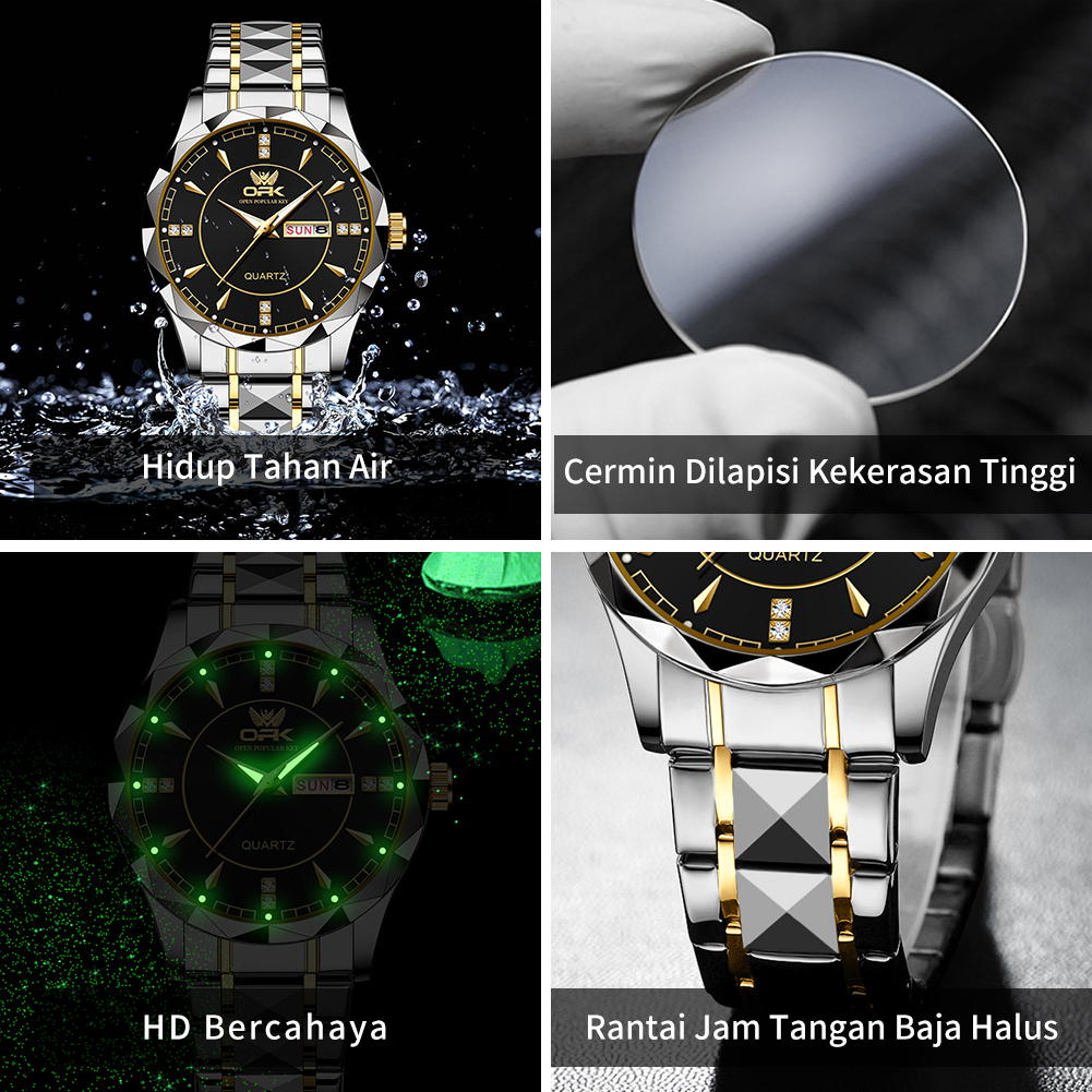 OPK Jam Tangan Pria Anti Air Original Cowok Terbaru 2024 Kalender Waterproof Stainless Steel Fashion Men Watch Model 8151-4