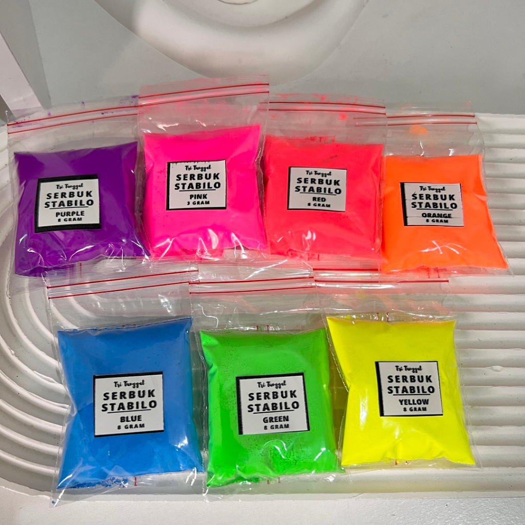 Serbuk Stabilo Biang Warna Pigmen Powder 8gr Flourecent Pewarna Resin Epoxy Sablon Nail Art Sabun Li