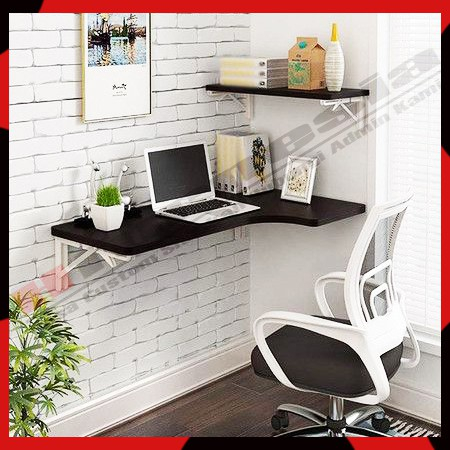 (KOMPLIT)Meja Lipat Dinding Meja Laptop Meja Kompute meja belajar MODERN LAPIS PVC( WAJIB TAMBAHAN P