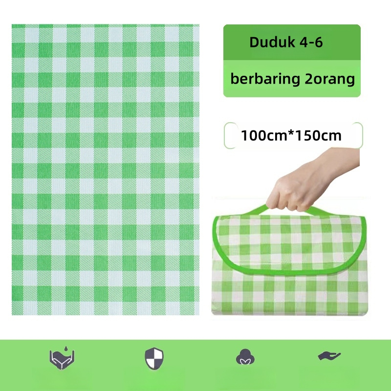 200*300Cm Tikar Piknik Portabel Karpet Piknik Tahan Air Luar Ruangan Tikar Pantai Berkemah Luar Ruangan Perjalanan-hijau100*150cm