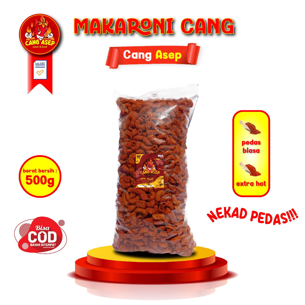 

MAKARONI CANG PEDAS 500G - Makanan Ringan Cang Asep, Snack food