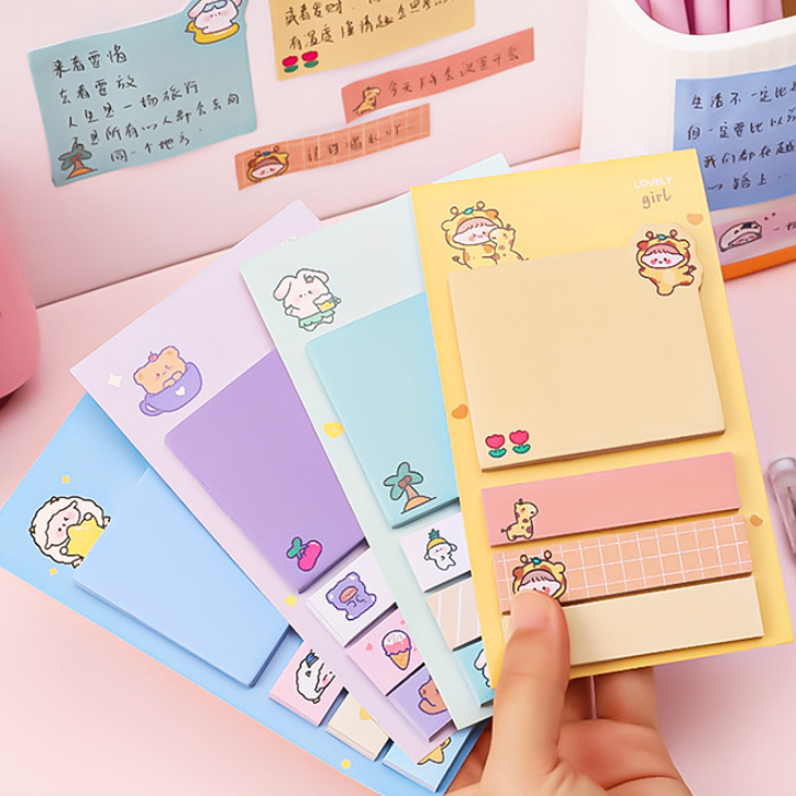 

STICKY NOTE DAN PENBATAS BUKU MOTIF LUCU / STICKY NOTE 4 LINE PAPER NOTE PET PGS