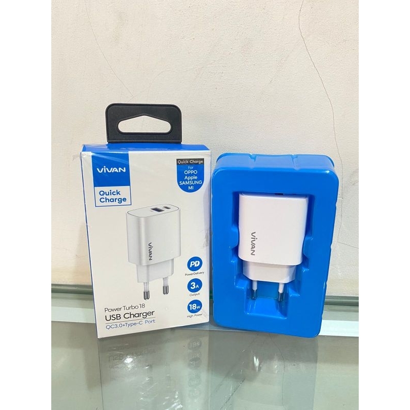 VIVAN POWER TURBO 18 charger vivan 18W dual port type A & type c 3A