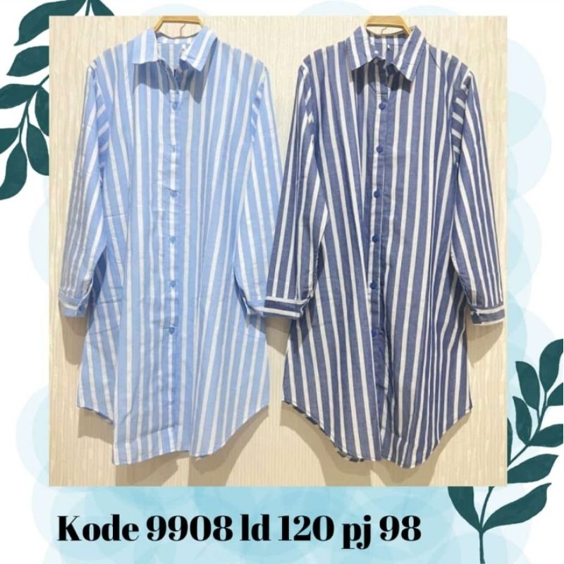 Tunik jumbo Ld 120cm// Tunik motif salur bahan katun premium