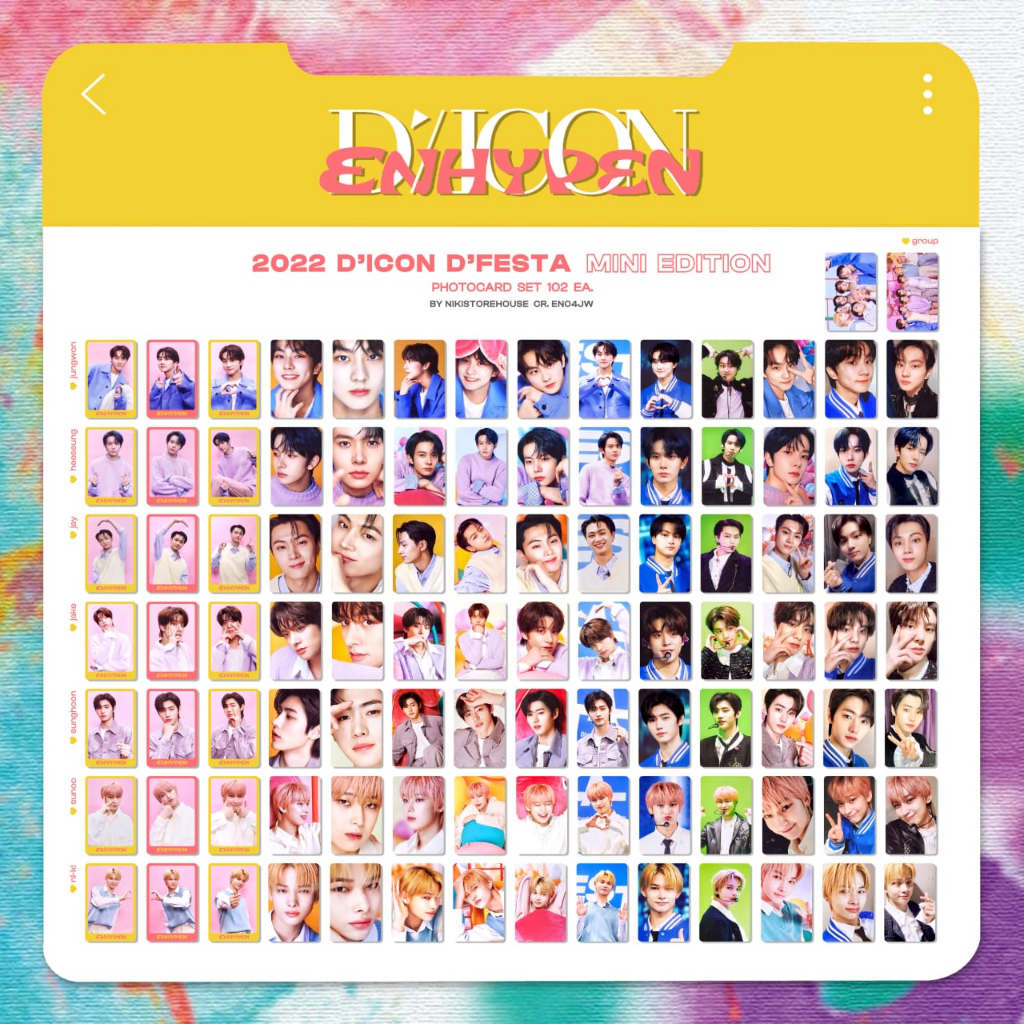 SHARING OFFICIAL PHOTOCARD DICON 102 ENHYPEN (JUNGWON, HEESUNG, JAY)