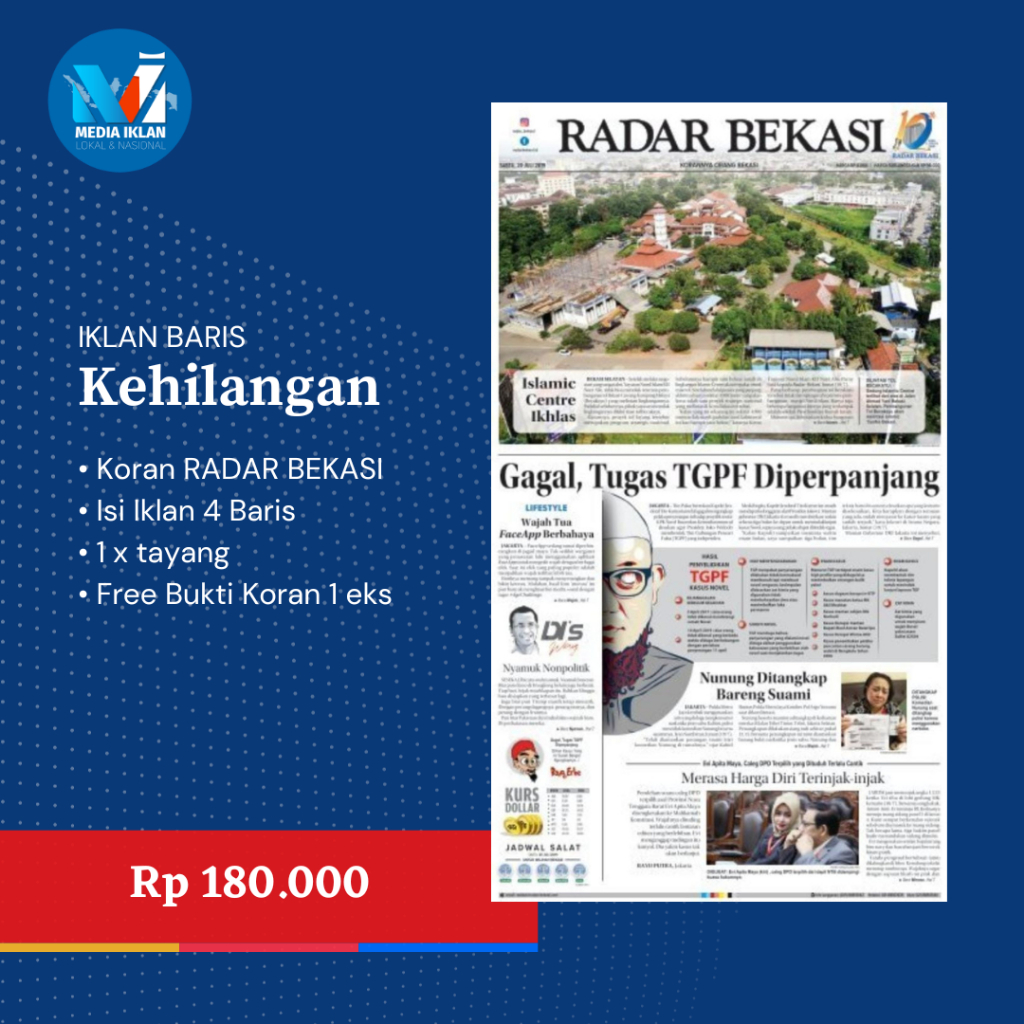 IKLAN KORAN KEHILANGAN BPKB STNK AJB SHM 1 MEDIA