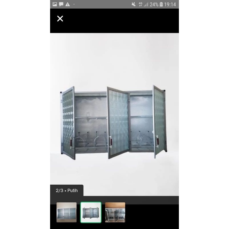 Rak gantung lemari dapur kitchen set atas alumunium kaca 3 pintu