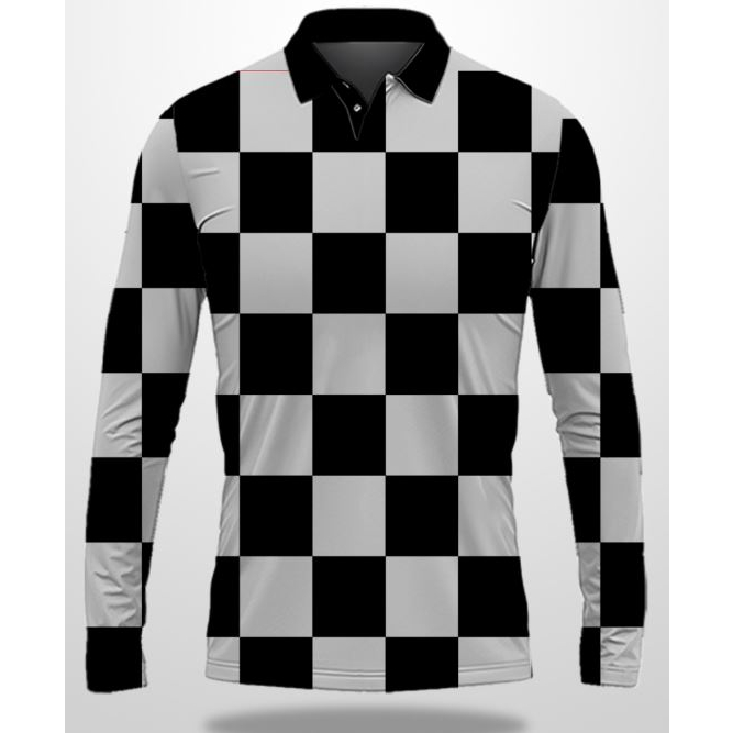Baju POLO CATUR // Kaos Baju Polo Tangan Panjang CATUR // Baju Polo Wangky Motif Catur Kotak Kotak H