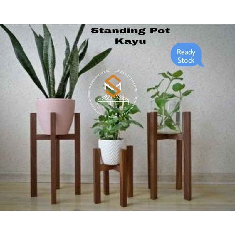 Standing Pot Kayu Jati Belanda/ Pot Kayu Minimalis Jati Belanda