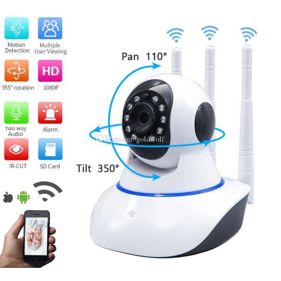 Camera CCTV V380 PRO IP CAM HD 1080p Wireless Wifi 3 Antena CCTV 3 Antena