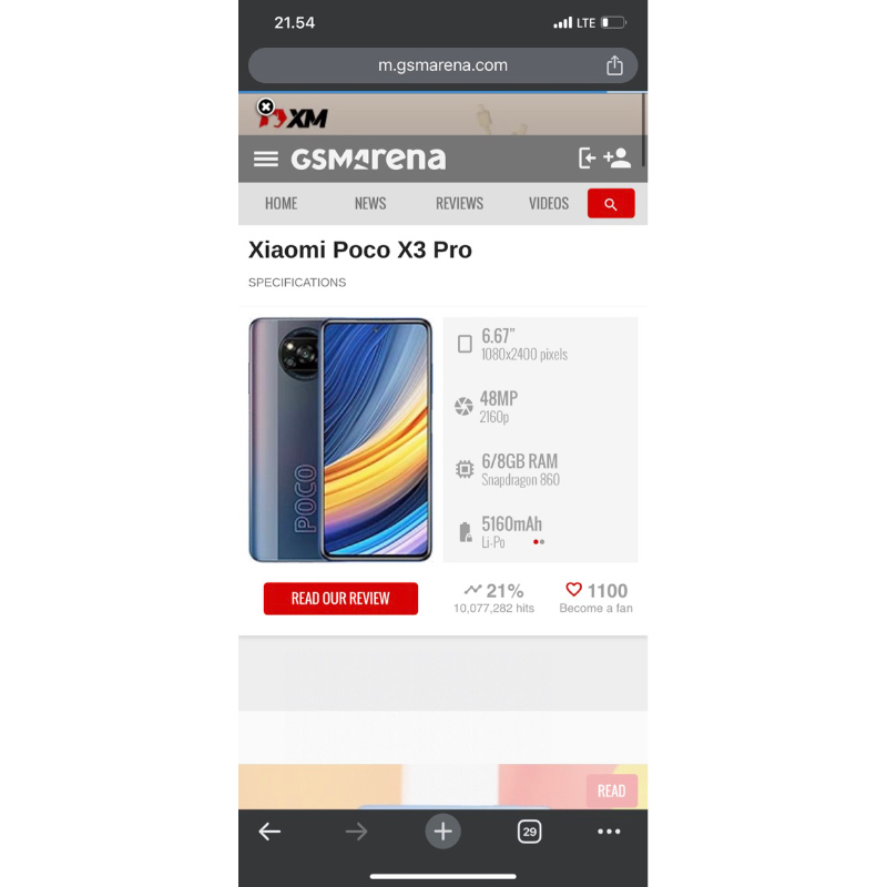 Xiomie Poco x3 Pro ram 6/128