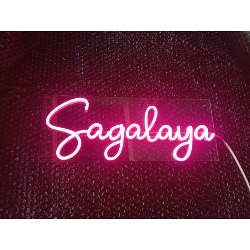 Lampu hias custom tulisan 8-12 huruf, lampu LED dekorasi, neon flex LED, neon sign estetik dekoratif