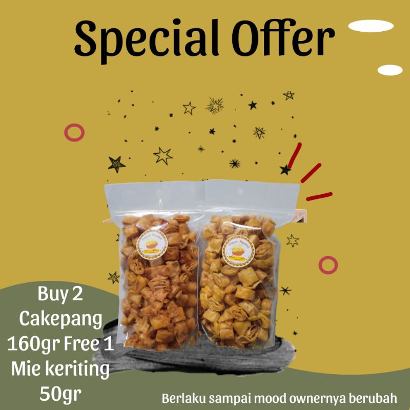 

Cakepang (Camilan Keripik Pangsit) 160gr beli 2 gratis 1