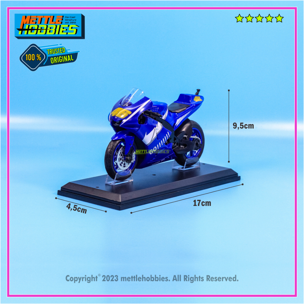 Hua Yi Yamaha YZR-M1 VR46 Moto GP Diecast Miniatur Replika Motor Bike MotoGP 1:12