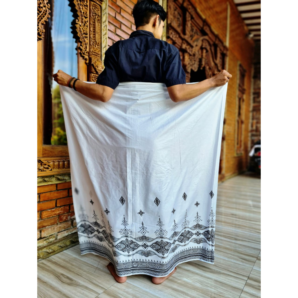 MOTIF AMPEL- MAFIA SARUNG BATIK PRIA DEWASA BAHAN RAYON SUPER PREMIUM WARNA Putih