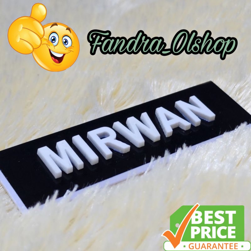 

Papan Nama Timbul 3D / Name Tag Timbul 3D Akrilik / Dove (MAX. 10 HURUF). Kualitas Terbaik !