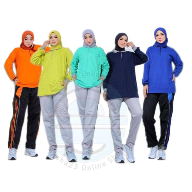 Setelan seragam baju olahraga lengan panjang/seragam olahraga kaos kerah training / satu set trening