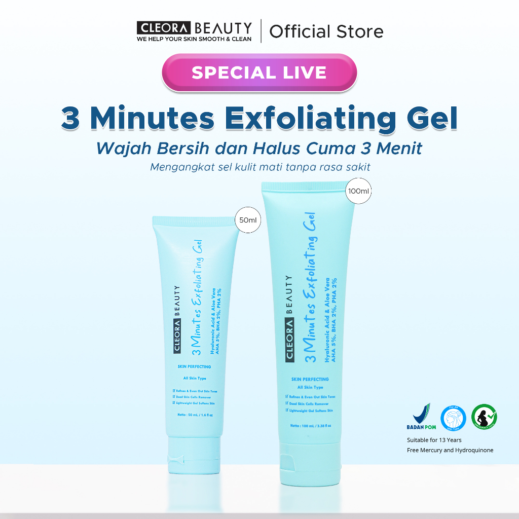 [SPECIAL LIVE] Cleora Exfoliating Gel With AHA BHA PHA - Exfoliasi Wajah Untuk Wanita Pria With Niac