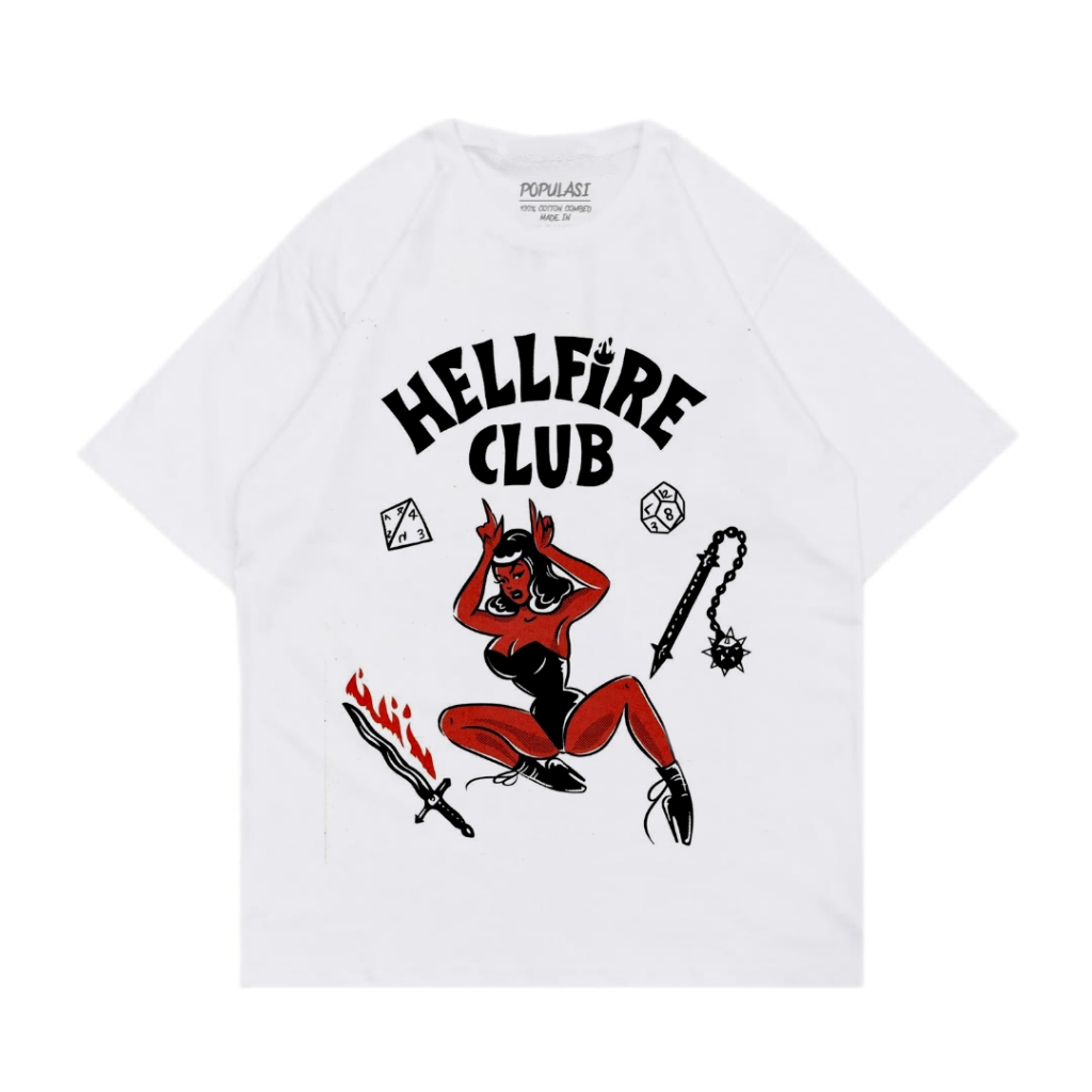Populasi T-shirt Hellfire Club Lengan pendek Unisex Putih