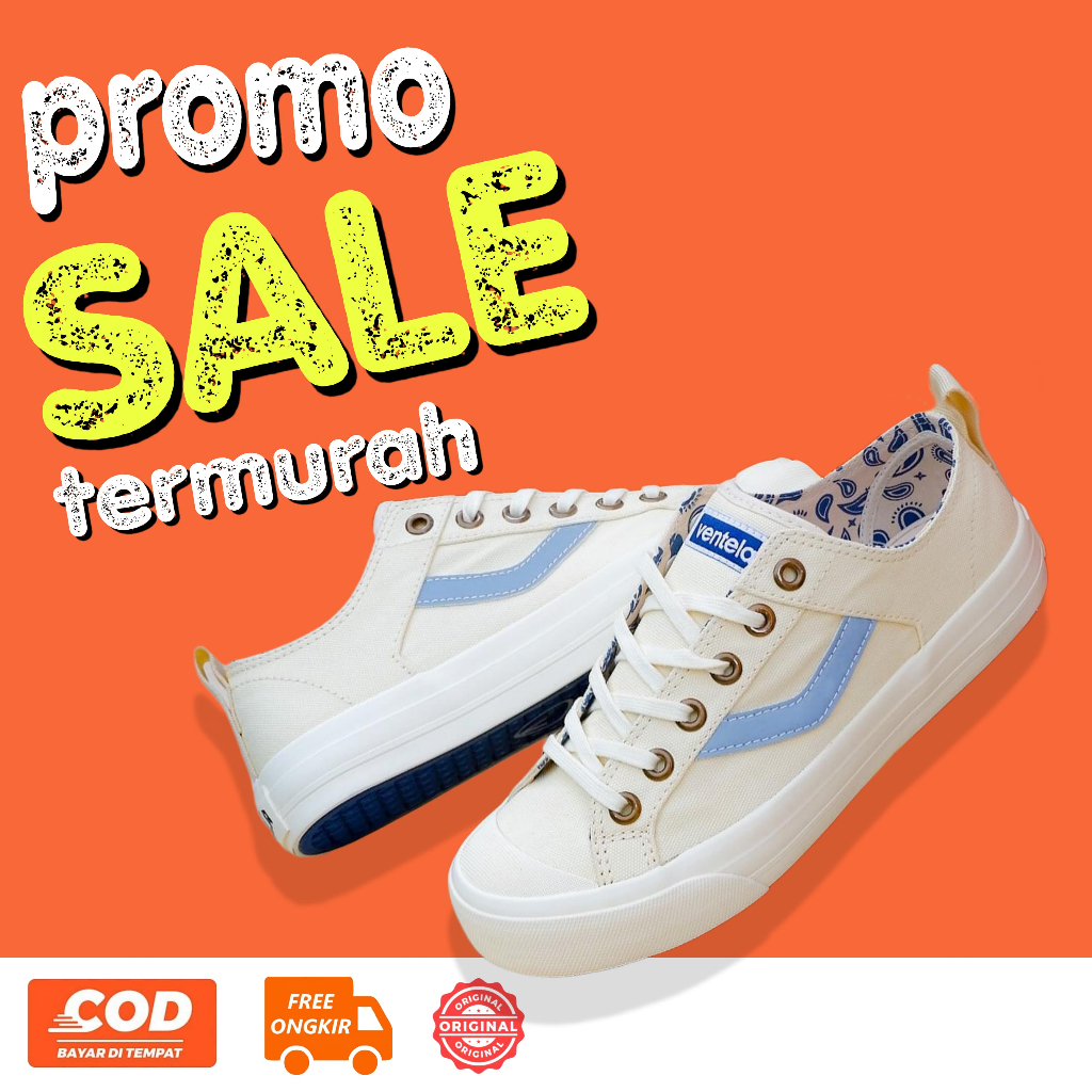 ventela reborn cream reflective stripe sepatu ventela strip bisa nyala original