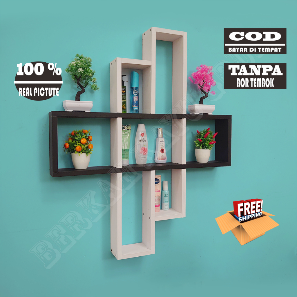 RAK DINDING MINIMALIS BAHAN KAYU- Hiasan Dinding, Rak dinding, kotak, tempel, Minimalis, Sudut, Kama