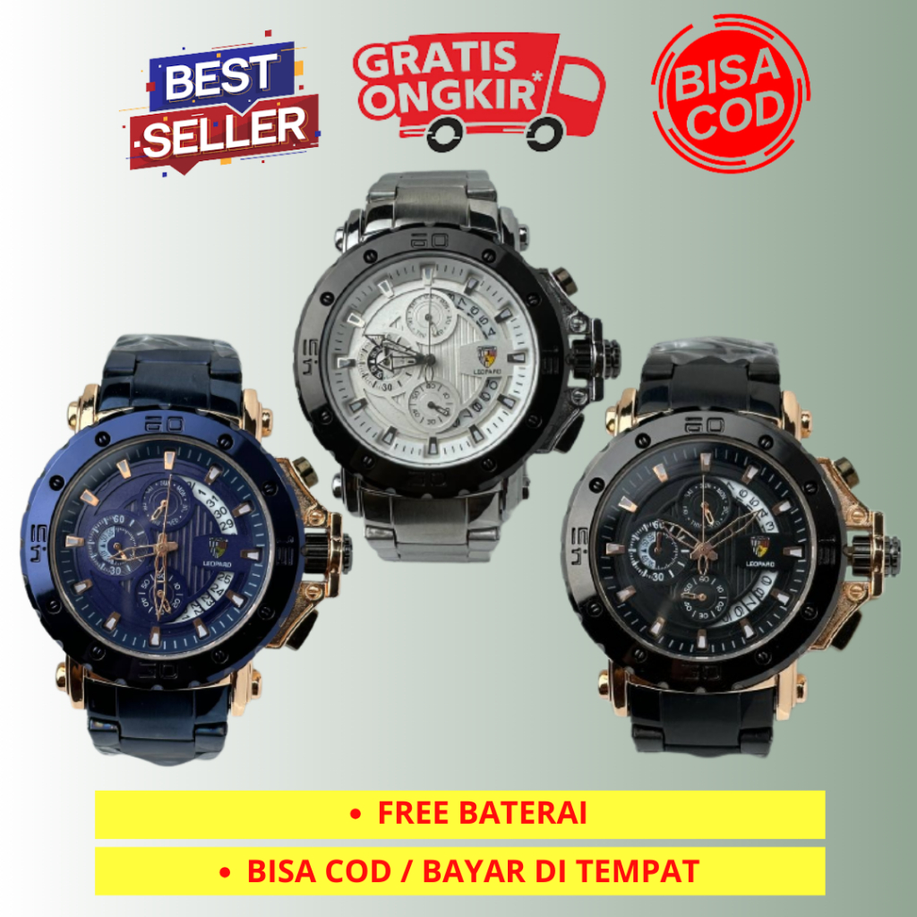 JAM TANGAN PRIA RANTAI CHRONO AKTIF LEOPARD ORIGINAL LPSA01
