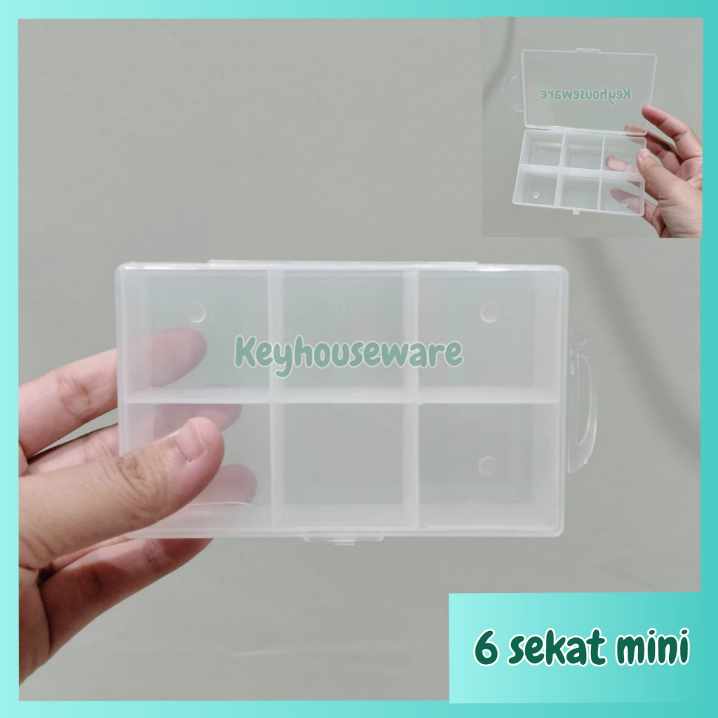 Kotak Plastik 6 Sekat Mini / Kotak Obat / Kotak Manik Manik