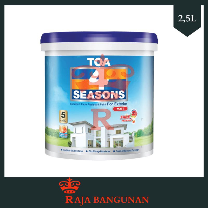 Toa Cat Tembok Eksterior 4 Season / Cat Luar Ruangan Warna TINTING - 2,5L