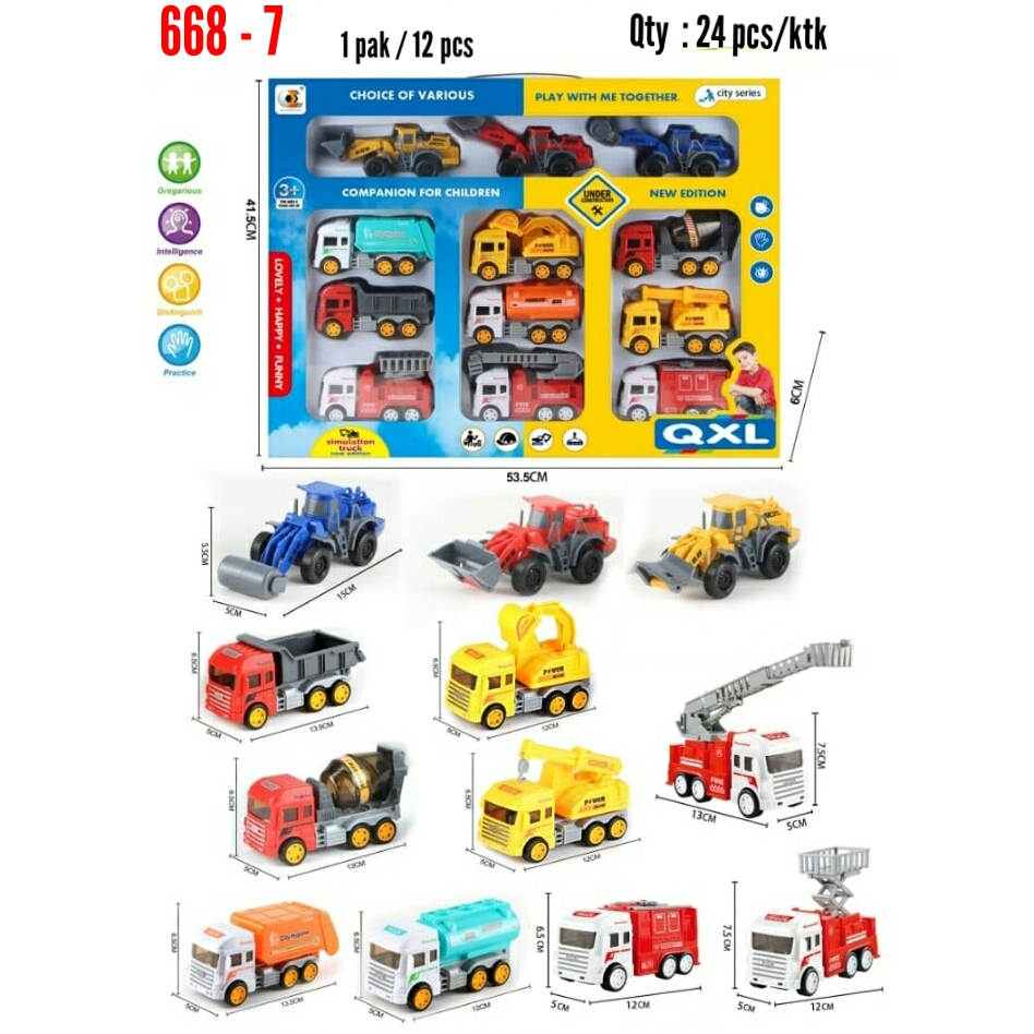mainan mobil kids toys anak truck mixer excavator ambulance traktor lengkap