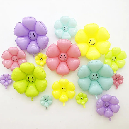 Balon Foil Bunga Daisy Smile Ukuran Mini Bunga Matahari Dekorasi Pesta Warna Warni