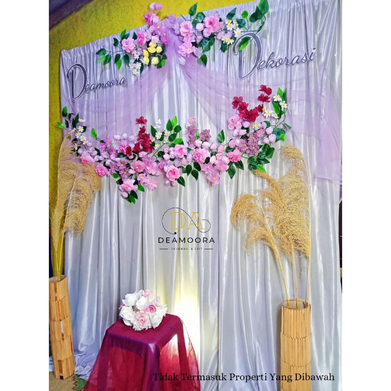 Backdrop Dekorasi Lamaran Wedding Akad Instan Tinggal Pasang Minimalis Elegan Full Flowers