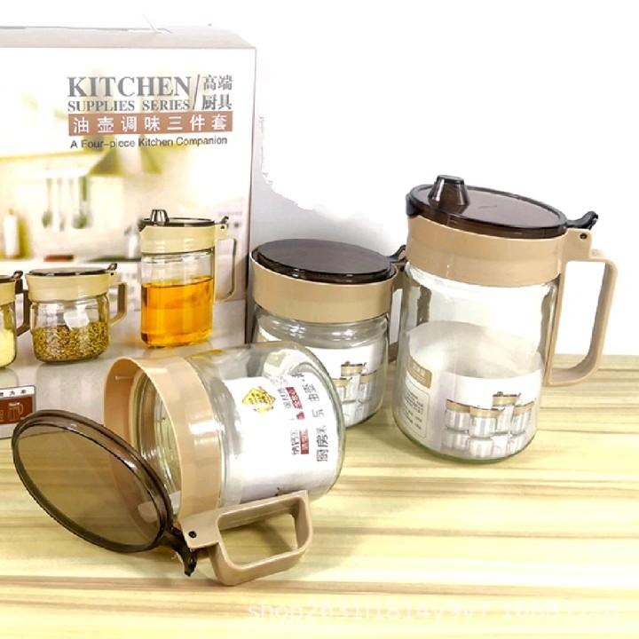 Kitchen Jar Set 3 in 1 | Tempat Minyak dan Tempat Bumbu
