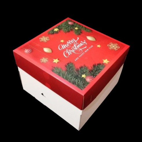 

5 Pcs Kardus Kue Tart Natal Box Kotak Kue Bolu Dus Kemasan Packing Hampers Merry Christmas Ukuran 25x25x18 cm