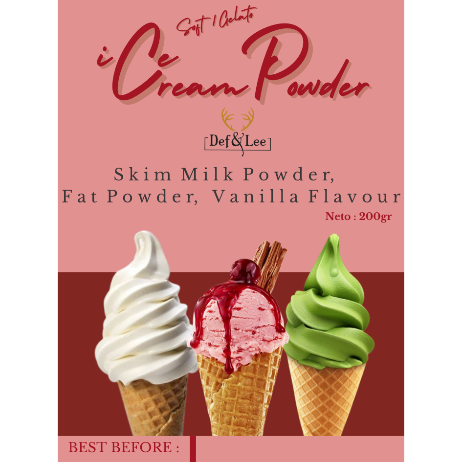 

Soft / Gelato Ice Cream Powder 200gram & 1000gram - Def&Lee Beverages