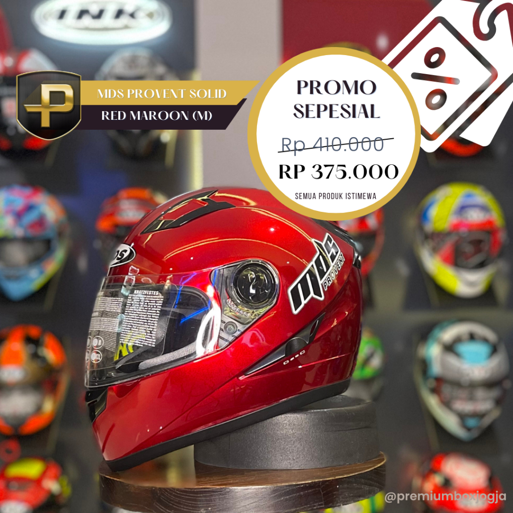 HELM MDS Provent Solid Red Maroon / FULL FACE / POLOS MERAH