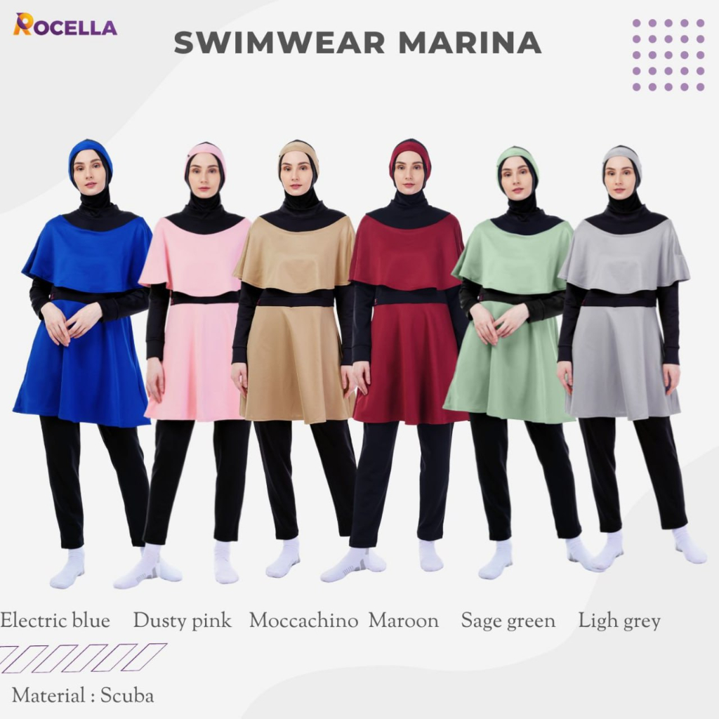BAJU RENANG MUSLIM ROCELLA / BAJU RENANG SYARI / BAJU RENANG MUSLIMAH / SWIMWEAR / MUSLIMAH SWIMWEAR