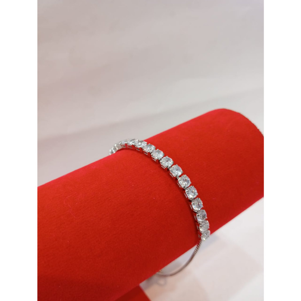 Gelang Serut Lapis Emas Permata Putih Perhiasan Imitasi 540159B