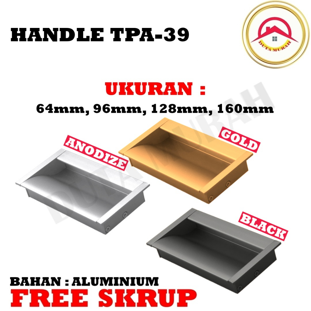 TARIKAN LACI TANAM / HANDLE LACI TANAM TPA 39 BLACK DAN GOLD HUBEN