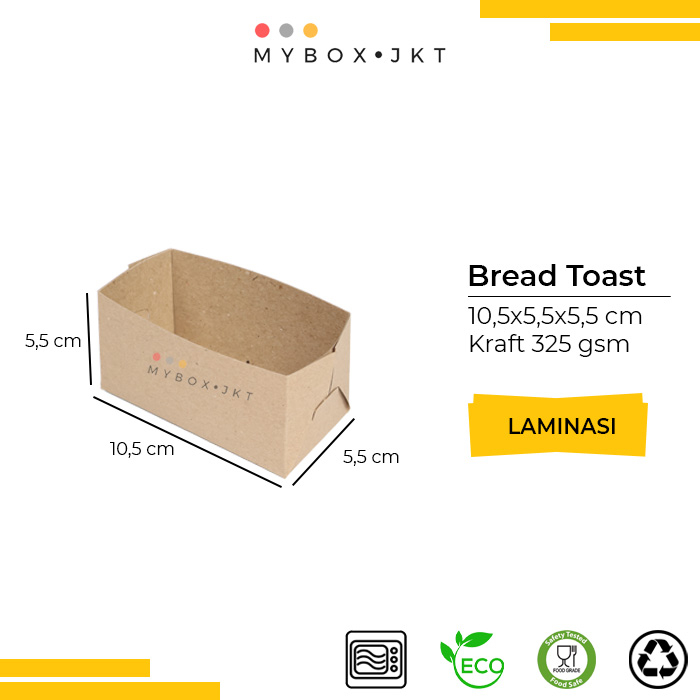 Box Kotak Roti Bread Toast Paper Tray 10,5x5,5x5,5 LAMINASI